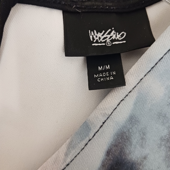 Mossimo Fit & Flare Dress Sz M Tye-Dye Mid Century Modern Denim colors Spandex - Picture 13 of 15